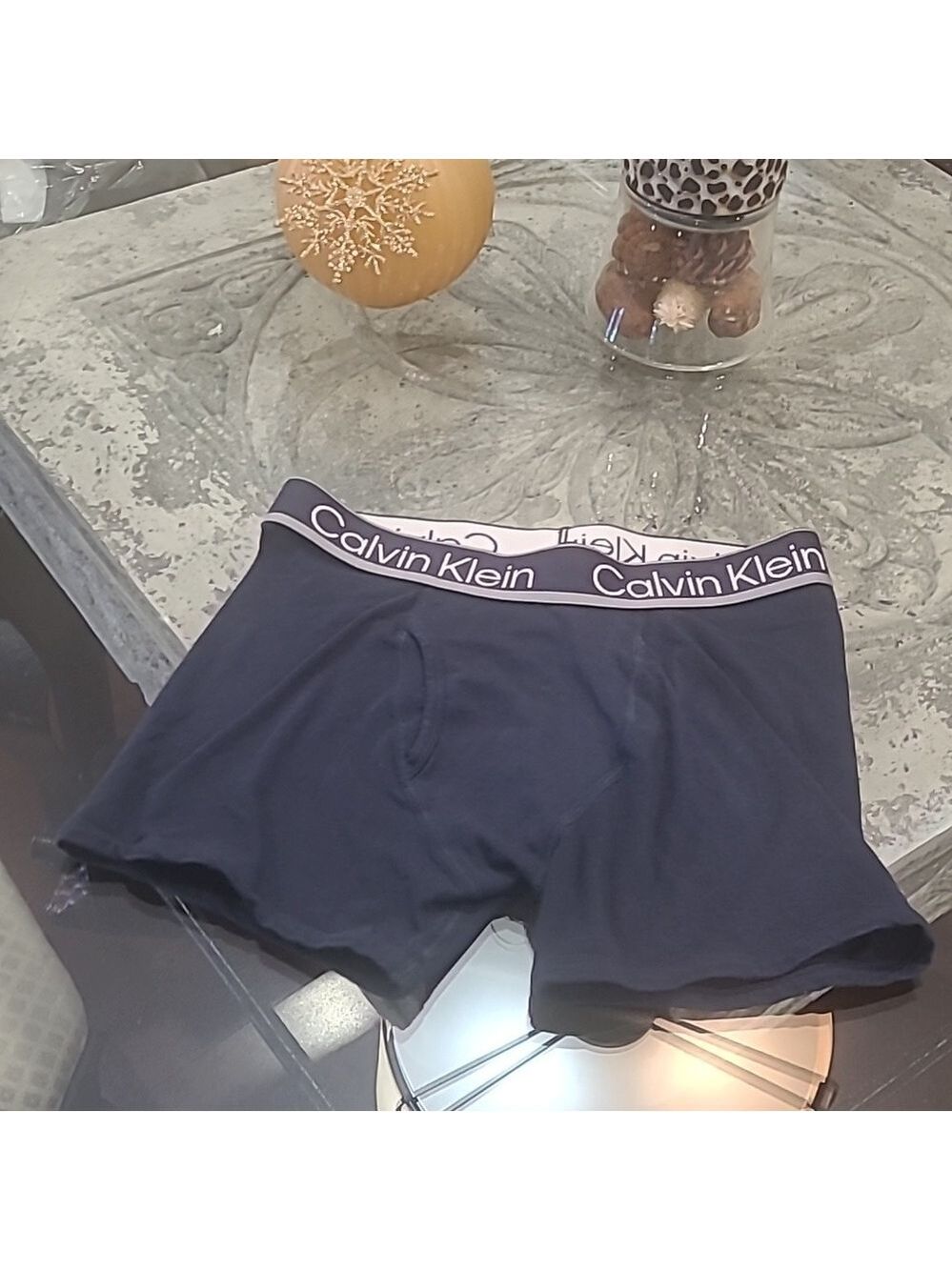 CALVIN KLEIN NEW MEN'S NAVY LOGO BOXER BRIEFS SMALL